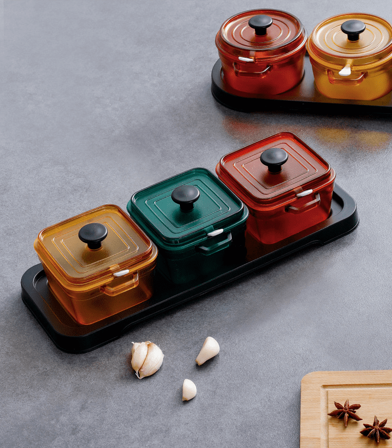 Set of 3 Decorative Condiment Container.